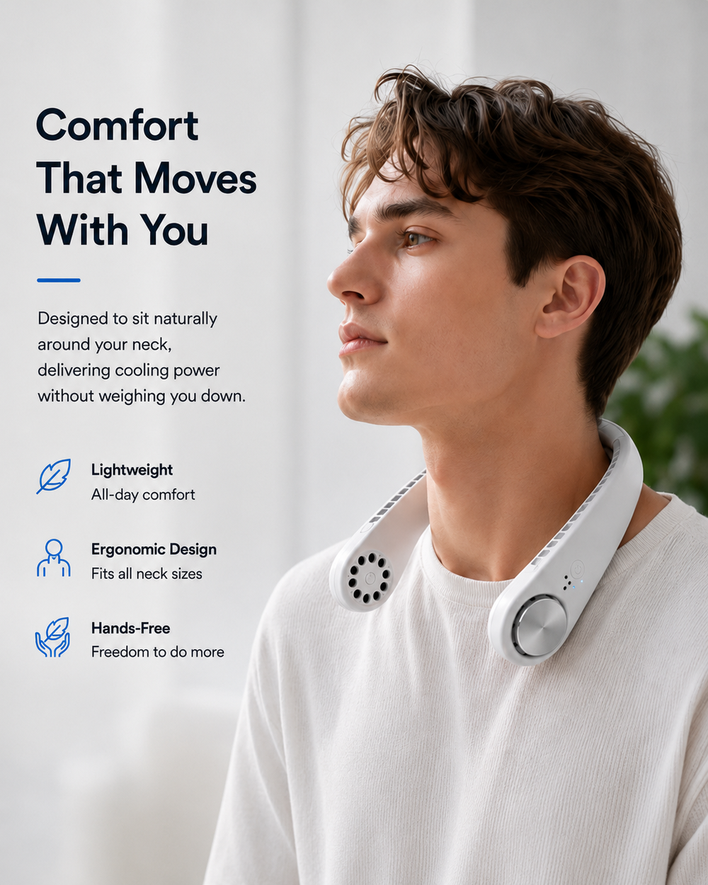 Brizé Portable Neck Fan – Hands-Free Bladeless Cooling